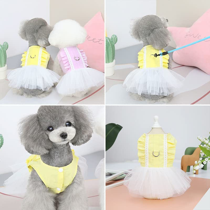 Foto 5 pulgar | Vestido Para Perro Huoguo Princess, 100% Algodón, Con Anillo De Correa Para Niños Pequeños - Venta Internacional.