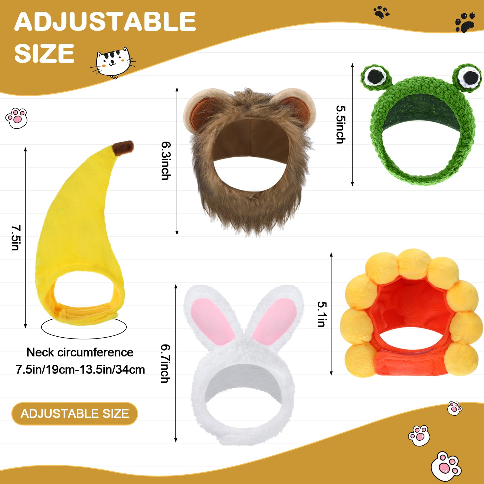 Foto 4 pulgar | Set De Sombreros Para Disfraz De Mascotas Para Gatos Y Perros Pequeños (5 Unidades) - Venta Internacional.