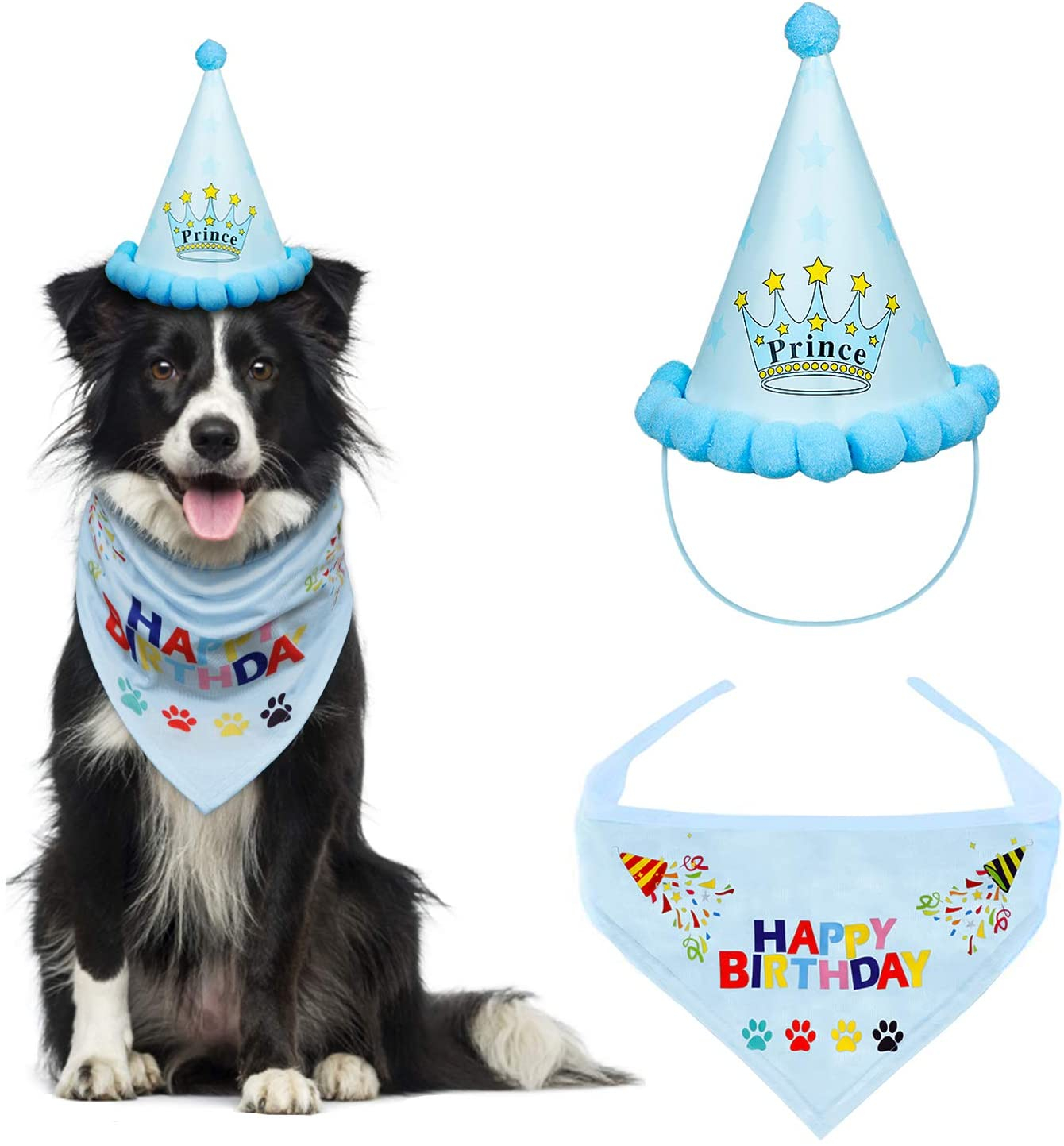 Foto 2 pulgar | Conjunto De Pañuelo Y Gorro De Cumpleaños Para Perros Yuki Triangle - Venta Internacional.