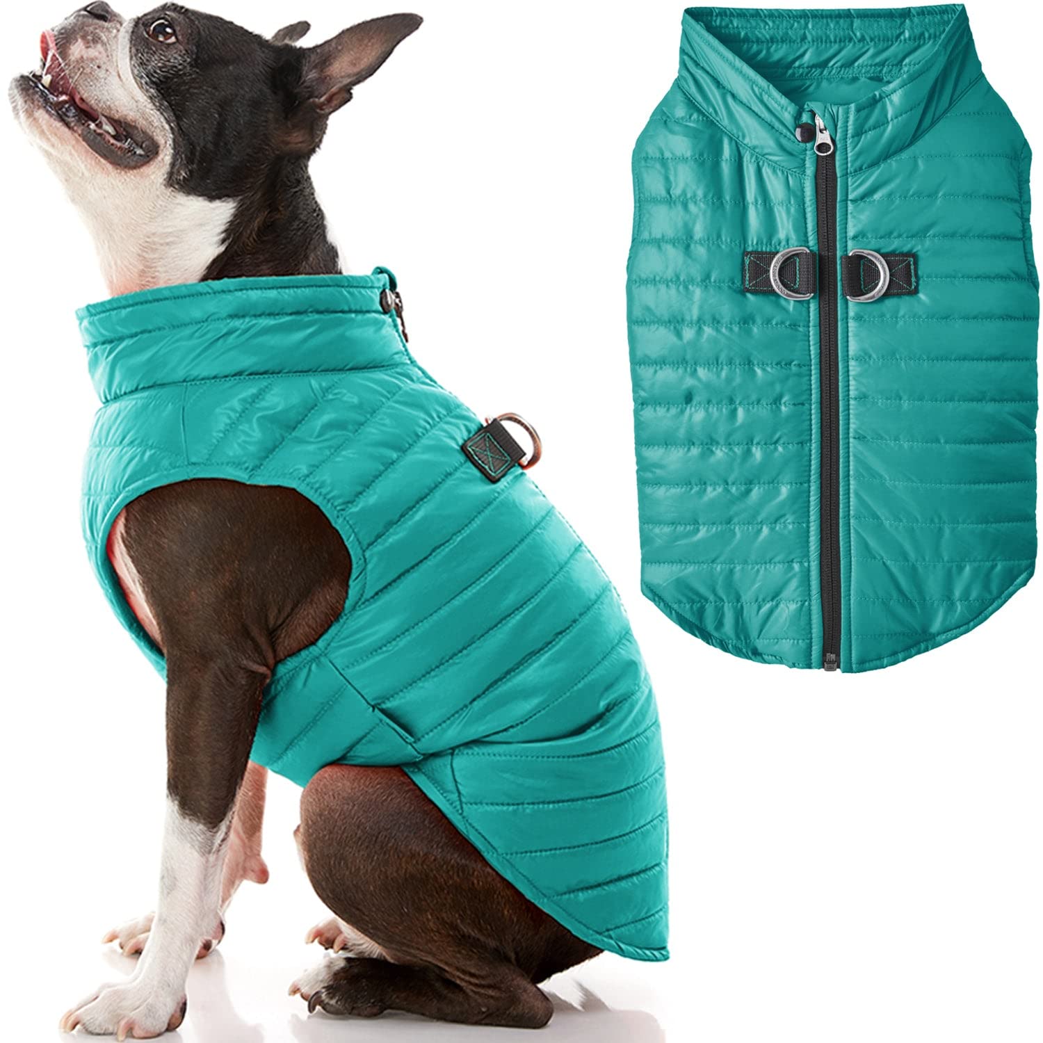 Chaleco Acolchado Gooby Para Perros, Color Turquesa, Resistente Al Agua - Venta Internacional.