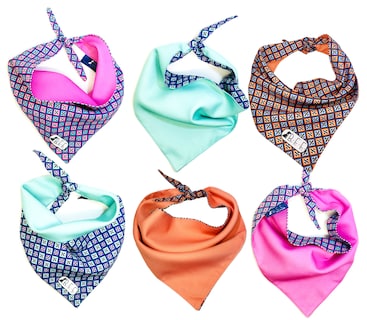 Foto 1 | Kit 3 Bandanas Artesanales Para Perro Bff 005-rombos Rosa Paliacate Doble Vista 6 Looks Diferentes.