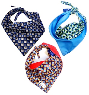 Foto 3 | Kit 3 Bandanas Artesanales Para Perro Bff 006-rombo Azul Paliacate Doble Vista 6 Looks Diferentes.