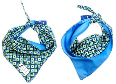 Foto 6 | Kit 3 Bandanas Artesanales Para Perro Bff 006-rombo Azul Paliacate Doble Vista 6 Looks Diferentes.