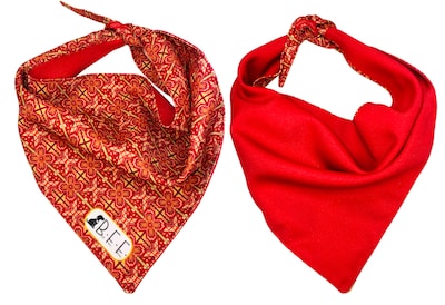 Foto 6 | Kit 3 Bandanas Artesanales Para Perro Bff 001-huichol Azul Paliacate Doble Vista 6 Looks Diferentes.