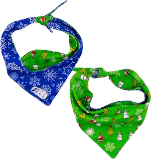 Foto 5 | Kit 3 Bandanas Artesanales Para Perro Bff 008-navidad Rojo Paliacate Doble Vista 6 Looks Diferentes.