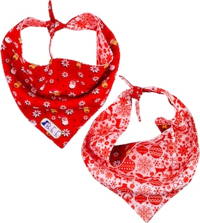 Foto 6 | Kit 3 Bandanas Artesanales Para Perro Bff 008-navidad Rojo Paliacate Doble Vista 6 Looks Diferentes.