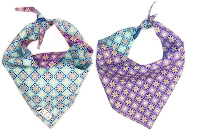 Foto 5 | Kit 3 Bandanas Artesanales Para Perro Bff 012-mosaico Paliacate Doble Vista 6 Looks Diferentes.