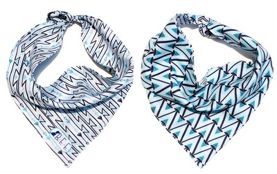 Foto 7 | Kit 3 Bandanas Artesanales Para Perro Bff 007-tribal Azul Paliacate Doble Vista 6 Looks Diferentes.