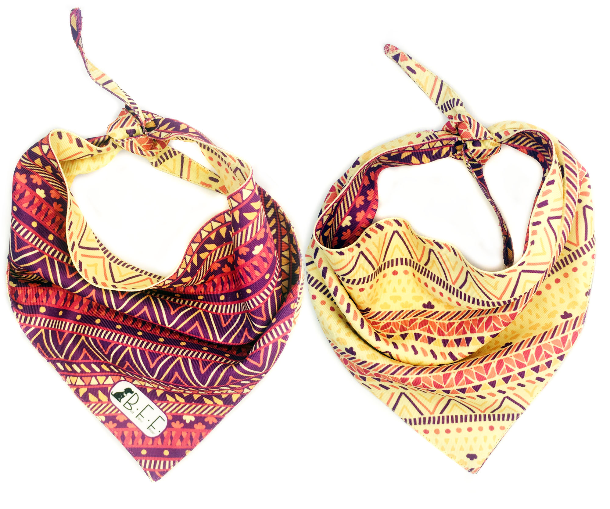 Foto 5 | Kit 3 Bandanas Artesanales Para Perro Bff 013-boho Magenta Paliacate Doble Vista 6 Looks Diferentes.