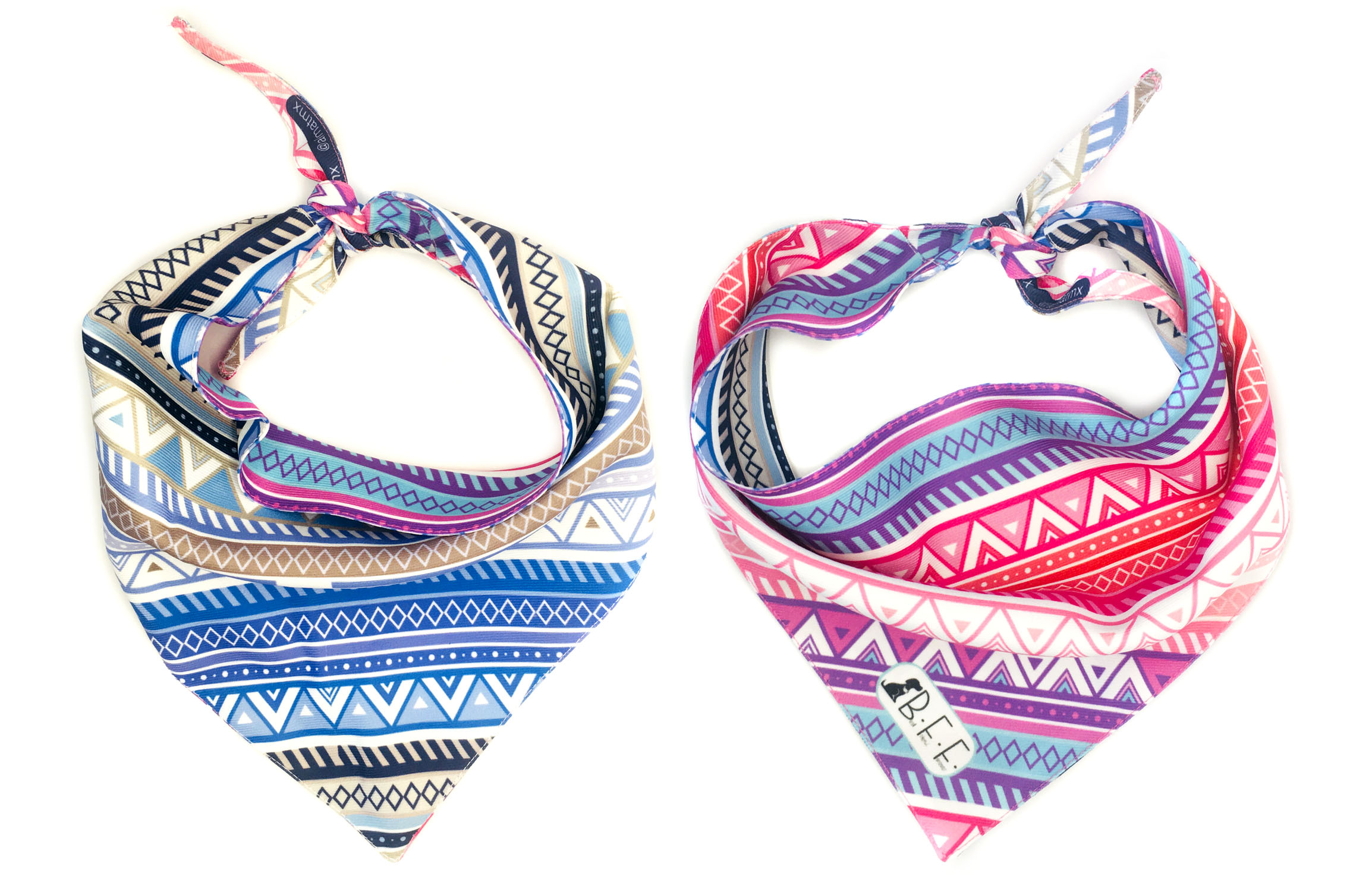 Foto 6 | Kit 3 Bandanas Artesanales Para Perro Bff 013-boho Magenta Paliacate Doble Vista 6 Looks Diferentes.