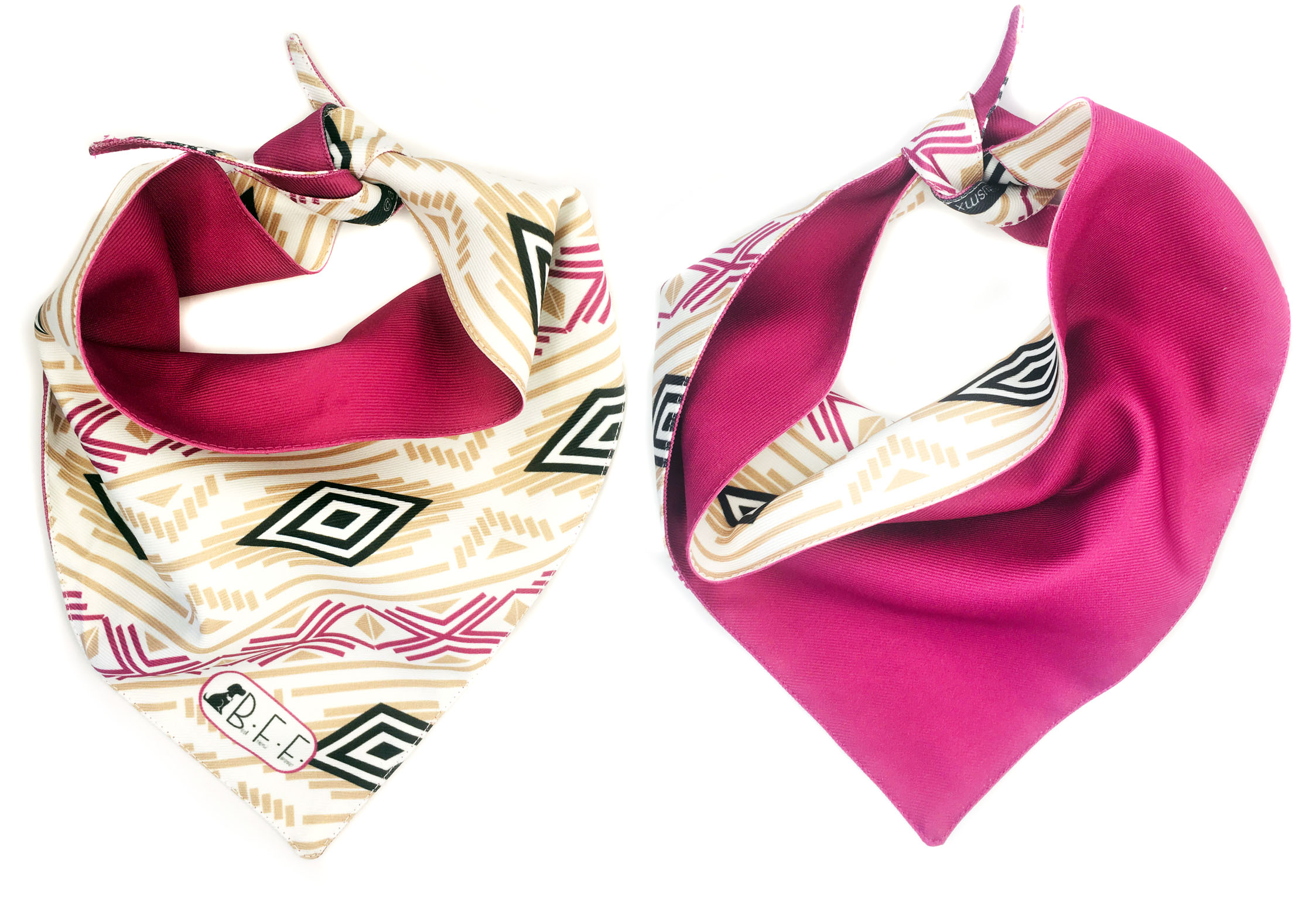 Foto 8 pulgar | Kit 3 Bandanas Artesanales Para Perro Bff 013-boho Magenta Paliacate Doble Vista 6 Looks Diferentes.