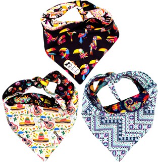 Foto 3 | Kit 3 Bandanas Artesanales Para Perro Bff 038-alebrijes Paliacate Doble Vista 6 Looks Diferentes.