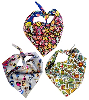 Foto 2 | Kit 3 Bandanas Artesanales Para Perro Bff 027-día De Muertos - Paliacate Doble Vista 6 Looks Diferentes.