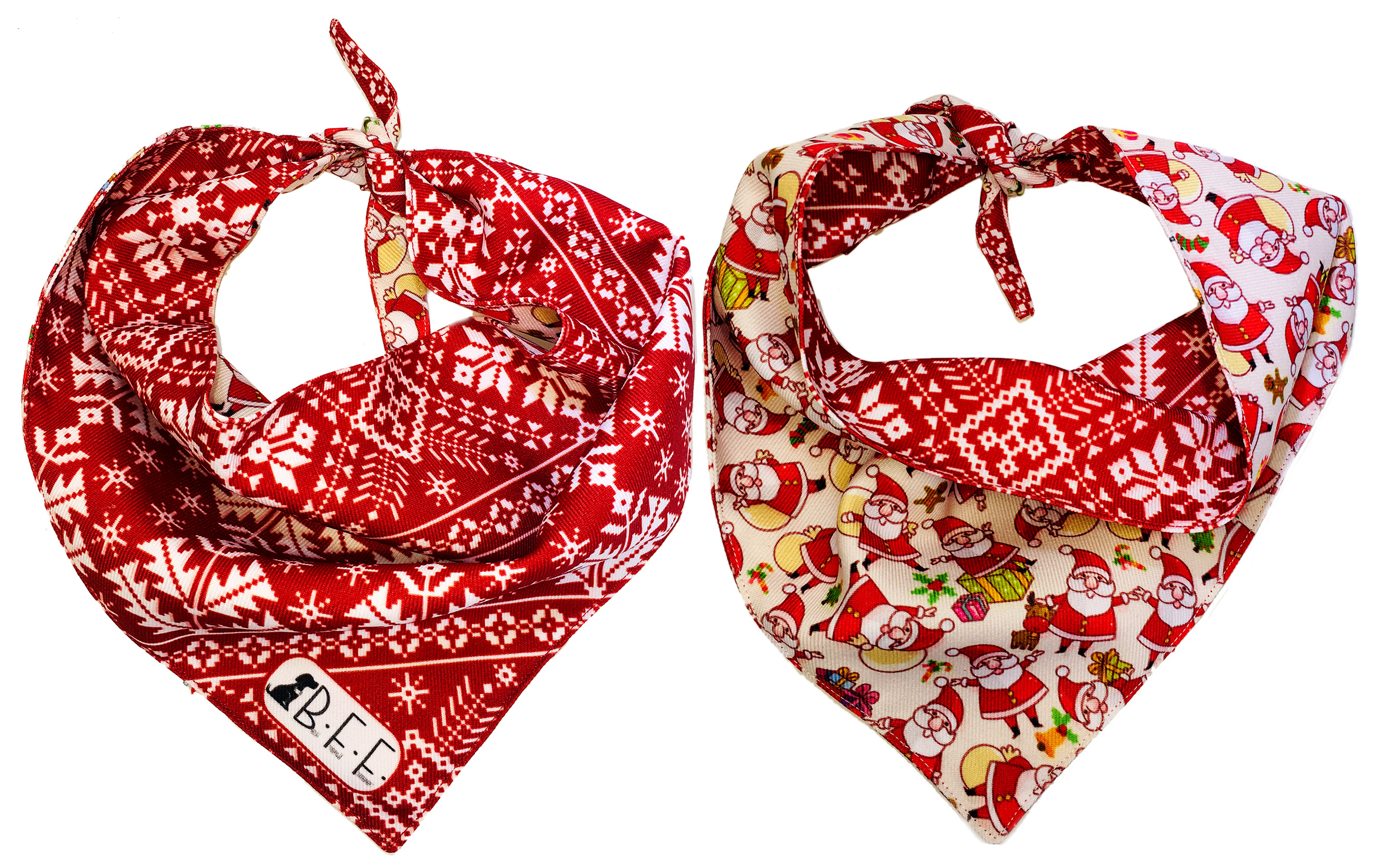 Foto 6 | Kit 3 Bandanas Artesanales Para Perro Bff 026-fun Chirstmas Paliacate Doble Vista 6 Looks Diferentes.