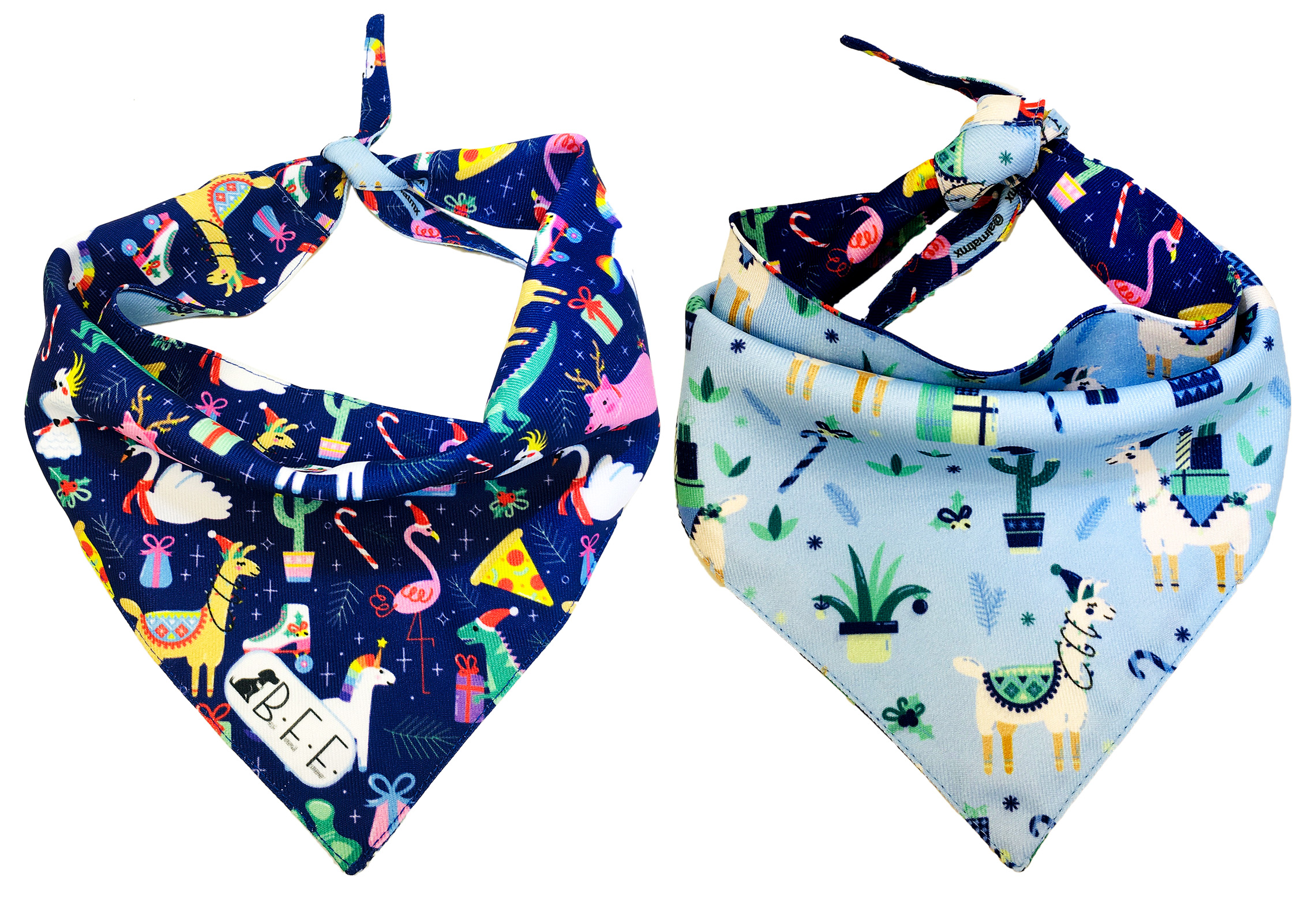 Foto 7 | Kit 3 Bandanas Artesanales Para Perro Bff 026-fun Chirstmas Paliacate Doble Vista 6 Looks Diferentes.