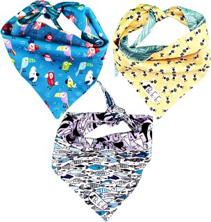 Foto 3 | Kit 3 Bandanas Artesanales Para Perro Bff 034-animales Paliacate Doble Vista 6 Looks Diferentes.