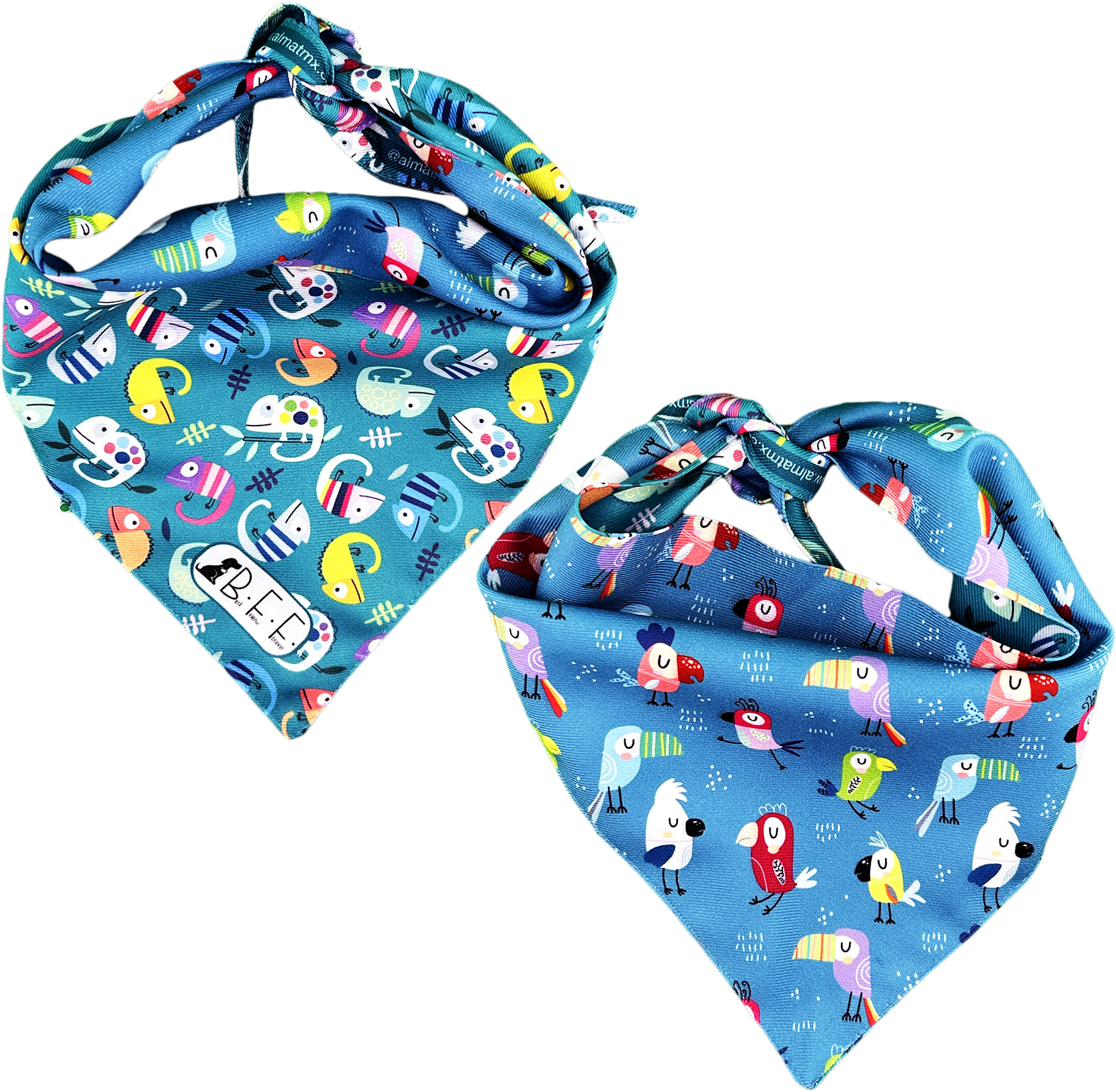 Foto 5 | Kit 3 Bandanas Artesanales Para Perro Bff 034-animales Paliacate Doble Vista 6 Looks Diferentes.