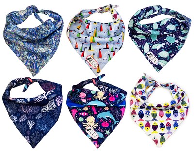 Foto 1 | Kit 3 Bandanas Artesanales Para Perro Bff 024-sea - Paliacate Doble Vista 6 Looks Diferentes.