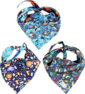 Foto 3 | Kit 3 Bandanas Artesanales Para Perro Bff 028 - Selva - Paliacate Doble Vista 6 Looks Diferentes