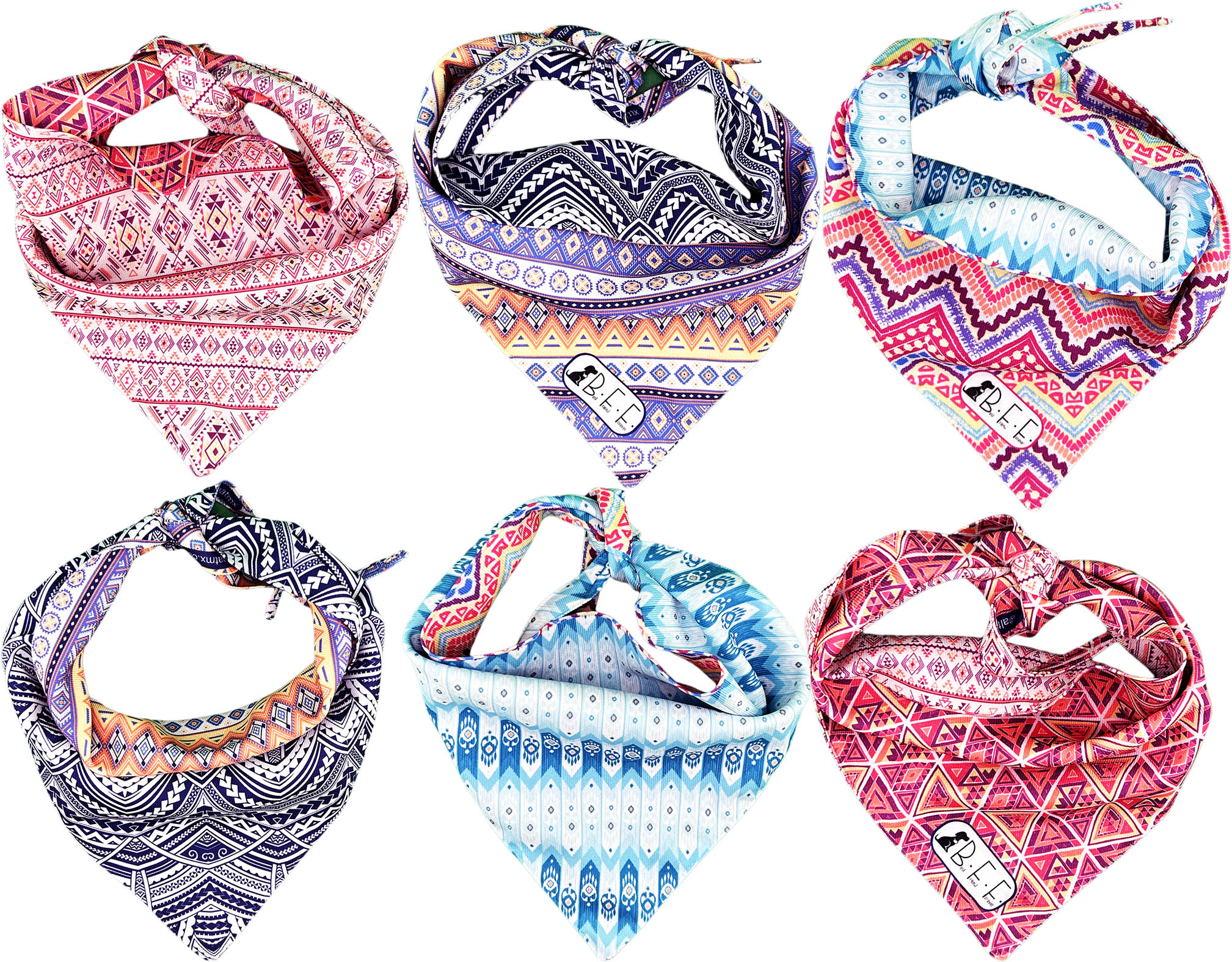 Kit 3 Bandanas Artesanales Para Perro Bff 029 - Textil - Paliacate Doble Vista 6 Looks Diferentes