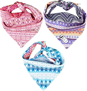 Foto 3 | Kit 3 Bandanas Artesanales Para Perro Bff 029 - Textil - Paliacate Doble Vista 6 Looks Diferentes