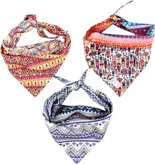 Foto 3 | Kit 3 Bandanas Artesanales Para Perro Bff 022-áfrica Paliacate Doble Vista 6 Looks Diferentes.