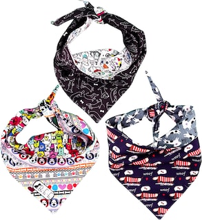 Foto 2 | Kit 3 Bandanas Artesanales Para Perro Bff 030-perro Paliacate Doble Vista 6 Looks Diferentes.