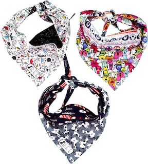Foto 3 | Kit 3 Bandanas Artesanales Para Perro Bff 030-perro Paliacate Doble Vista 6 Looks Diferentes.