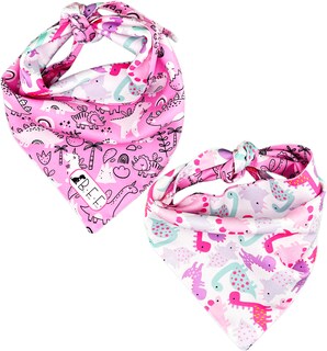 Foto 5 | Kit 3 Bandanas Artesanales Para Perro Bff 033-dinosaurias Paliacate Doble Vista 6 Looks Diferentes.