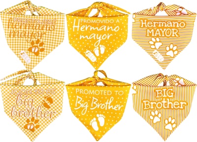 Foto 1 | Kit 3 Bandanas Artesanales Para Perro Bff 040-hermano Mayor-mostaza Paliacate Doble Vista 6 Looks Diferentes