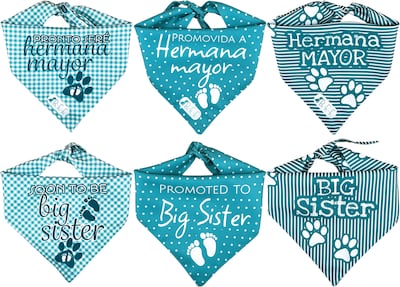 Foto 1 | Kit 3 Bandanas Artesanales Para Perro Bff 040-hermana Mayor-agua-paliacate Doble Vista 6 Looks Diferentes.