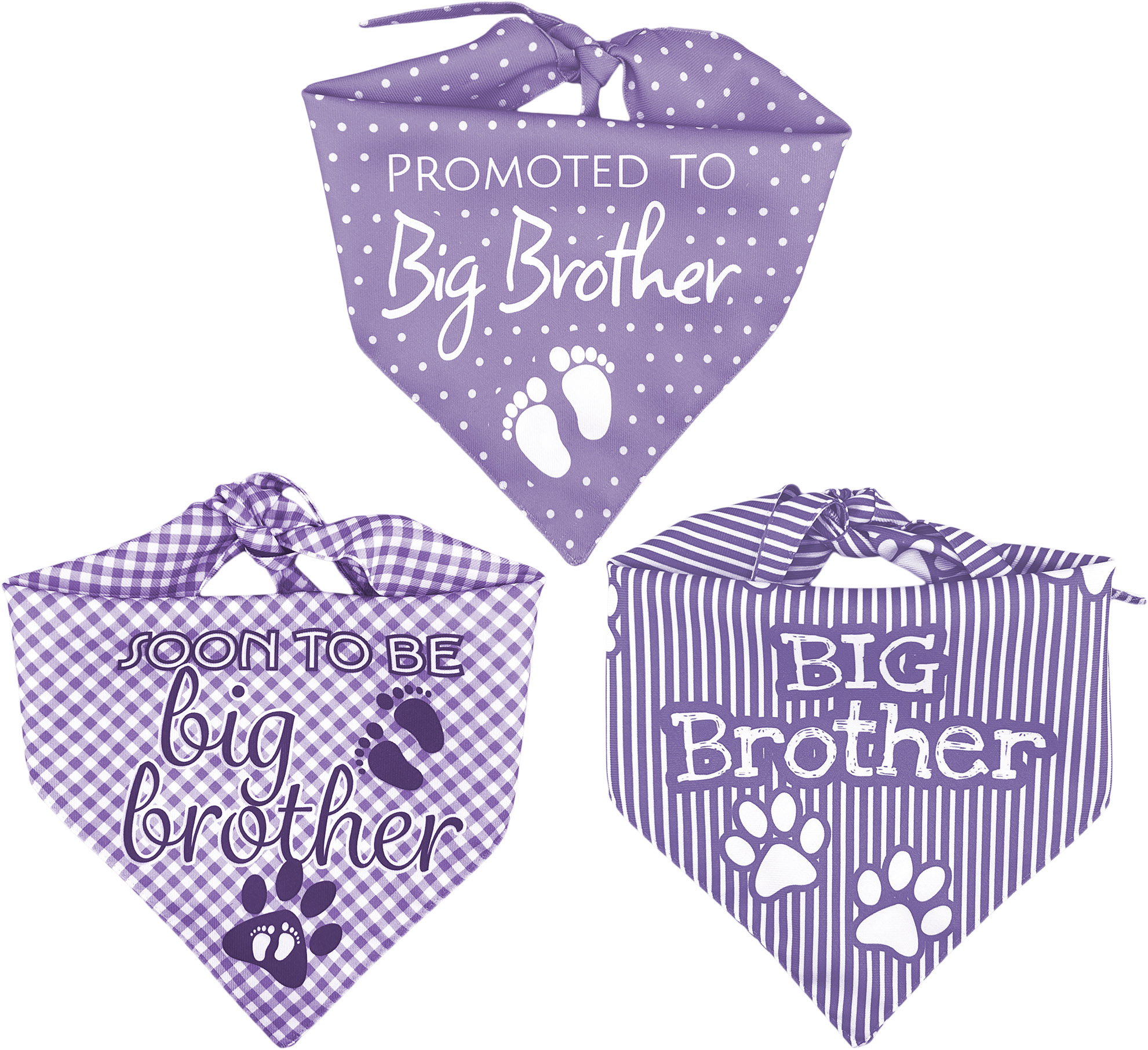 Foto 4 pulgar | Kit 3 Bandanas Artesanales Para Perro Bff 040-hermano Mayor-lavanda Paliacate Doble Vista 6 Looks Diferentes.