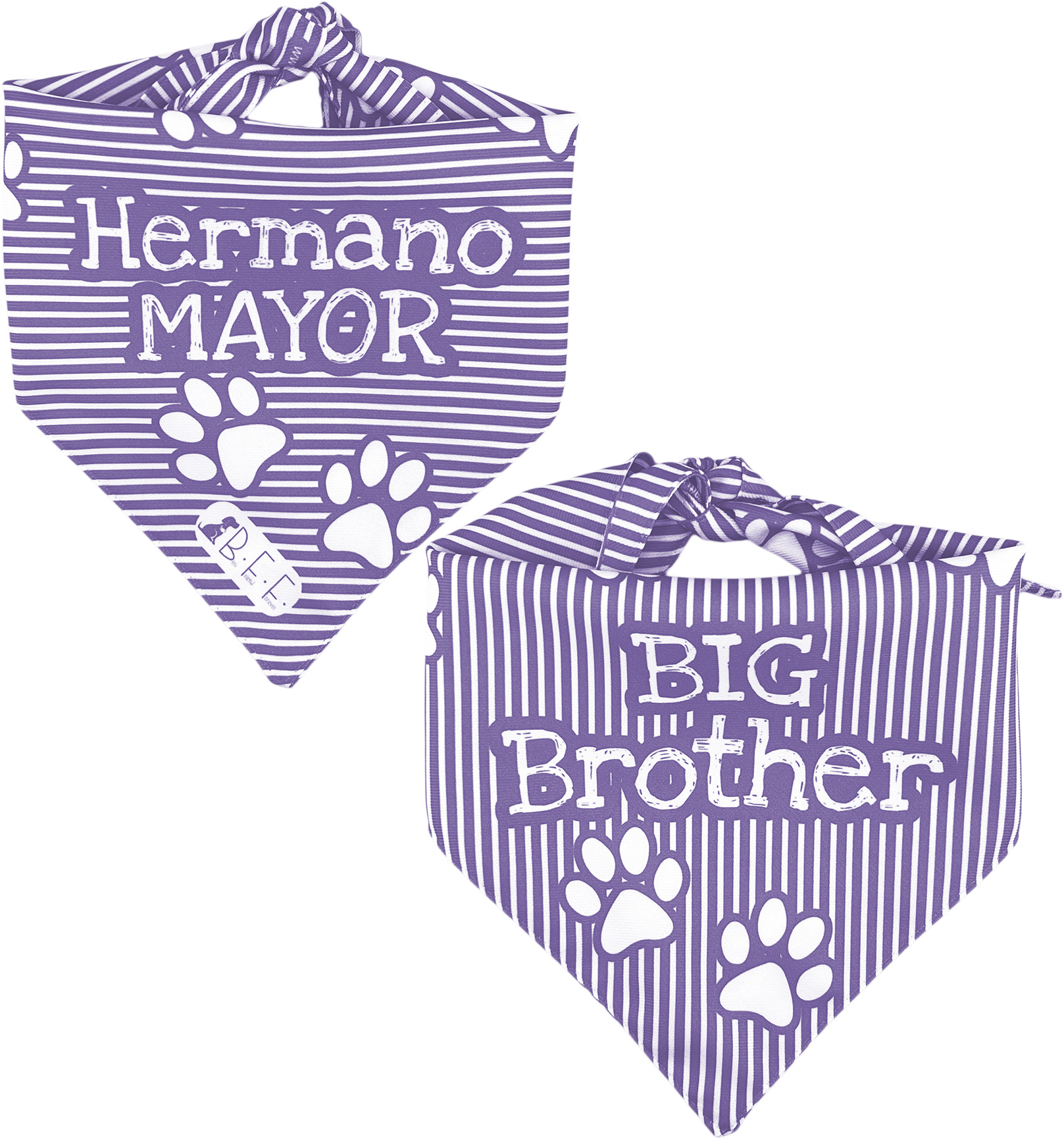 Foto 5 | Kit 3 Bandanas Artesanales Para Perro Bff 040-hermano Mayor-lavanda Paliacate Doble Vista 6 Looks Diferentes.