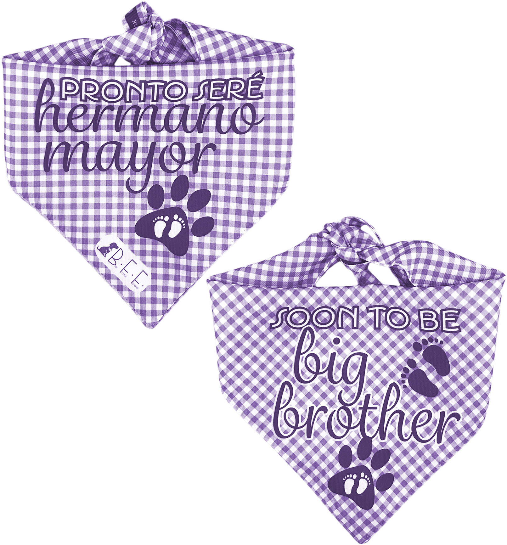 Foto 8 pulgar | Kit 3 Bandanas Artesanales Para Perro Bff 040-hermano Mayor-lavanda Paliacate Doble Vista 6 Looks Diferentes.