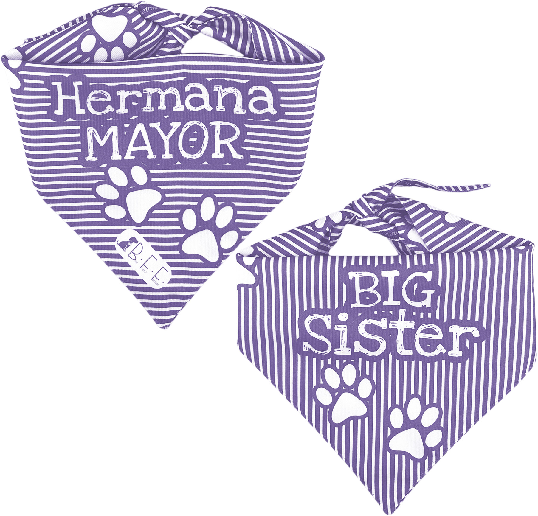 Foto 6 pulgar | Kit 3 Bandanas Artesanales Para Perro Bff 040-hermana Mayor-lavanda Paliacate Doble Vista 6 Looks Diferentes.