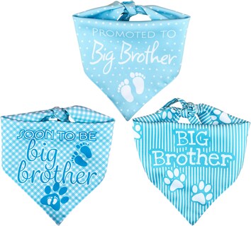 Foto 3 | Kit 3 Bandanas Artesanales Para Perro Bff 040-hermano Mayor-azul Paliacate Doble Vista 6 Looks Diferentes.
