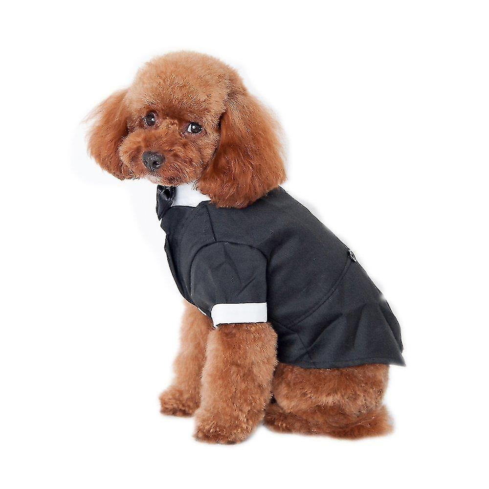 Foto 3 | Traje De Esmoquin Para Perros Pequeños Huoguo, Mezcla De Algodón Negro - Venta Internacional.