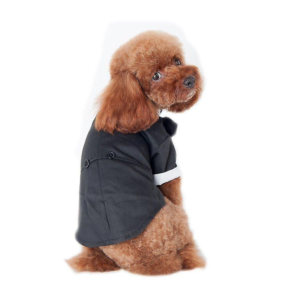 Foto 4 | Traje De Esmoquin Para Perros Pequeños Huoguo, Mezcla De Algodón Negro - Venta Internacional.