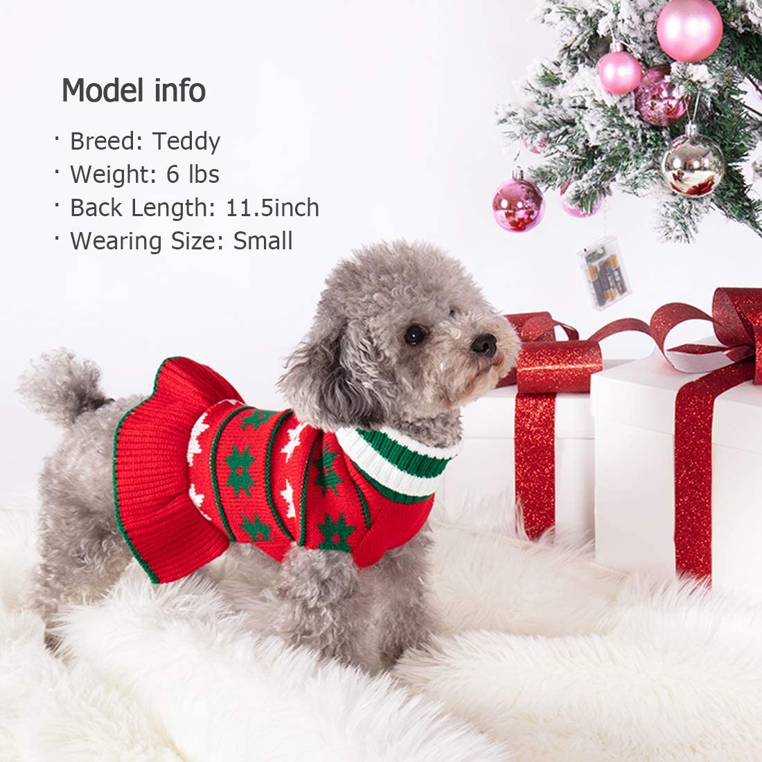 Foto 4 pulgar | Vestido Tipo Suéter Para Perros Huoguo, Cuello Alto Navideño Para Perros Pequeños - Venta Internacional.