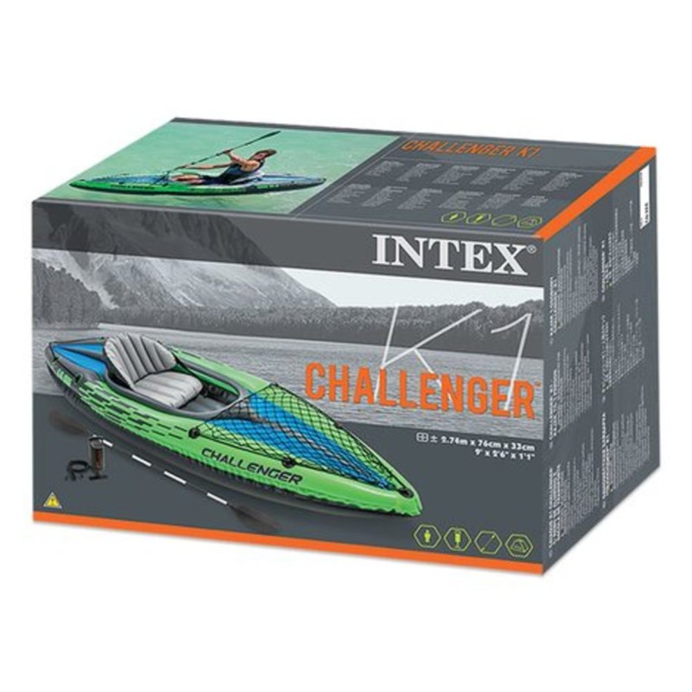Foto 4 pulgar | Kayak Inflable Verde Challenger Individual Con Remo Y Bomba Para Inflar Intex