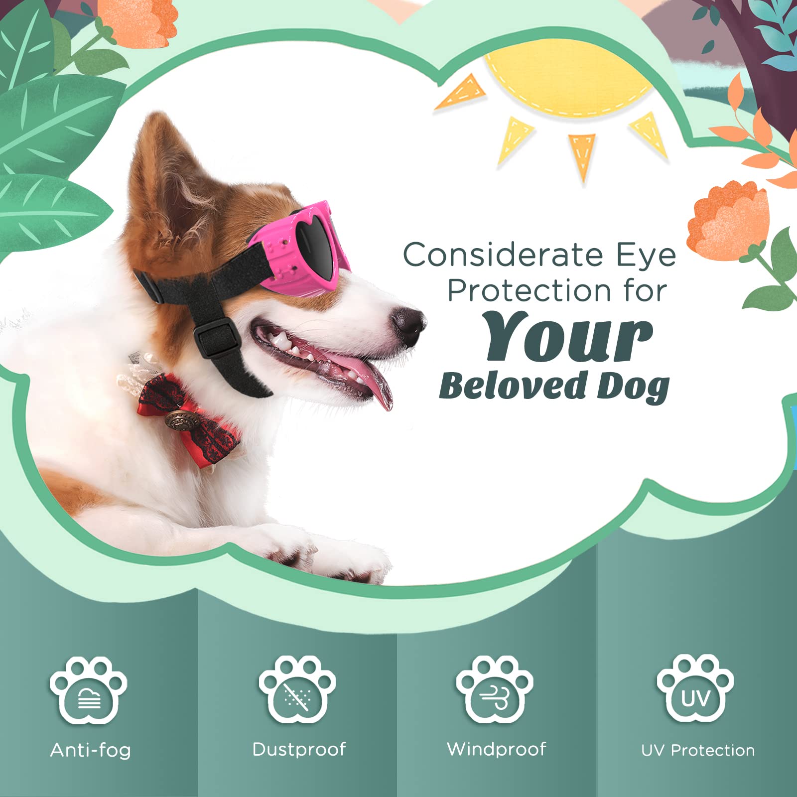 Foto 6 pulgar | Gafas De Sol Para Perros Lewondr Con Protección Uv Para Perros Pequeños - Venta Internacional.