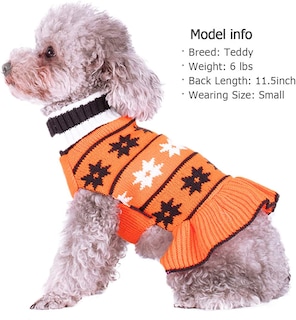 Foto 1 | Vestido Tipo Suéter Para Perros Huoguo, Cuello Alto, Naranja, Para Perros Pequeños - Venta Internacional.