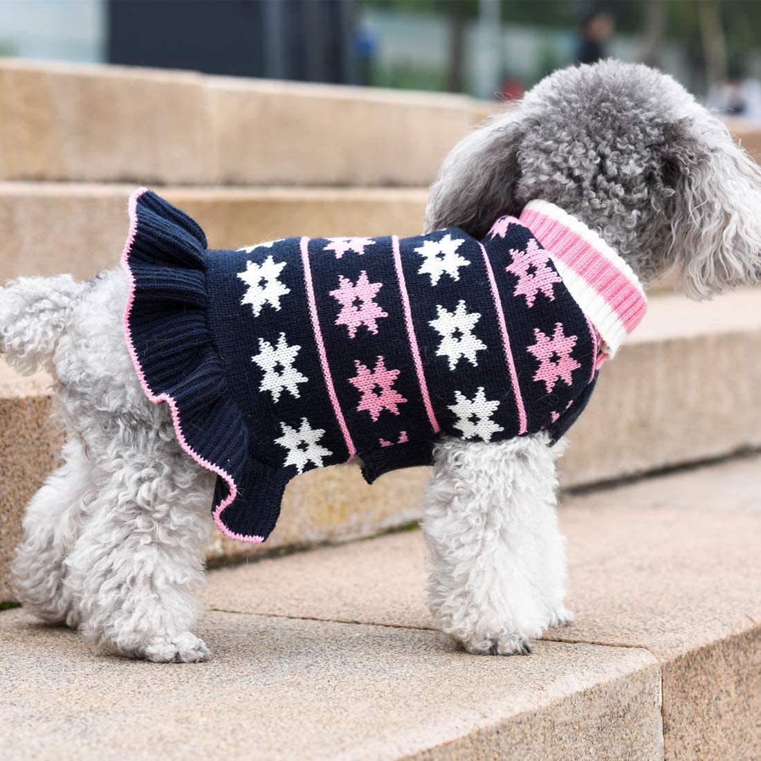 Foto 2 | Vestido Tipo Suéter Para Perros Con Cuello Alto Y Agujero Para Correa Para Tallas Pequeñas Y Mediana - Venta Intern