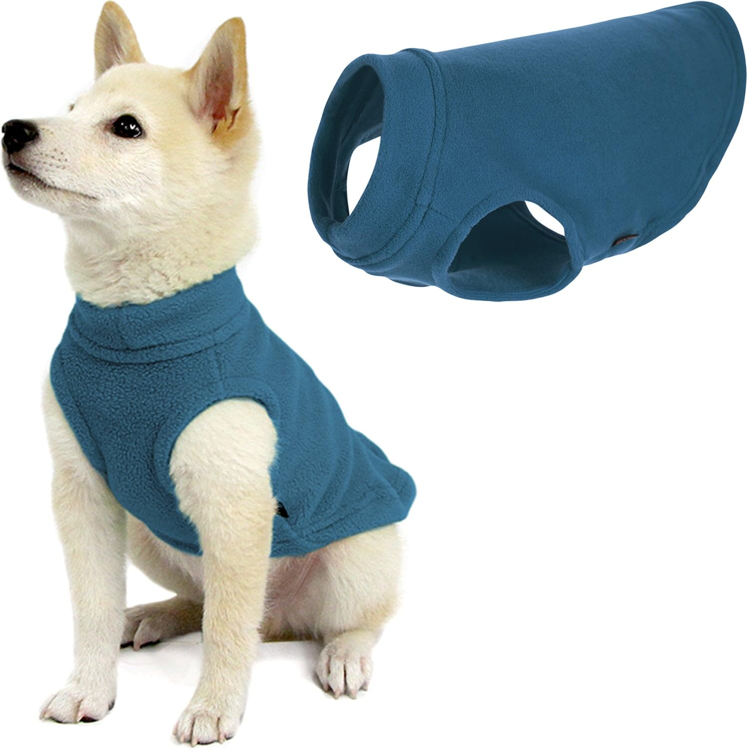 Suéter Para Perros Gooby, Chaleco De Forro Polar Elástico, Azul Acero, Para Perros Pequeños - Venta Internacional.