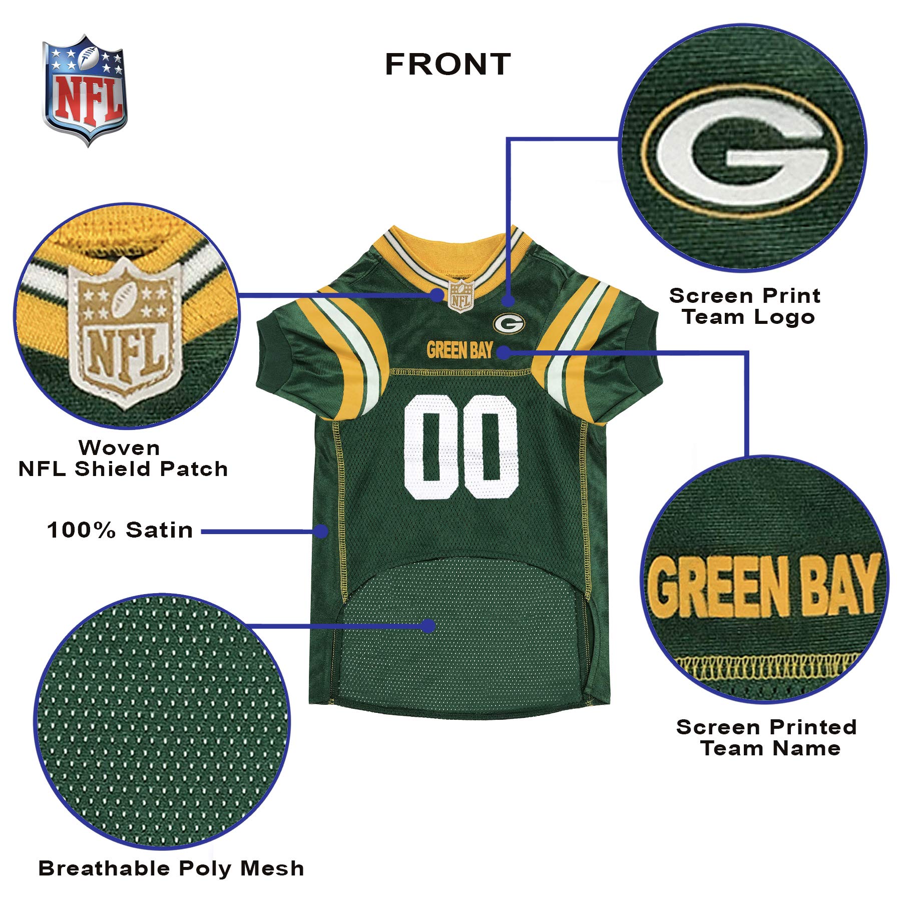Foto 8 pulgar | Jersey Para Perros Pets First Nfl Green Bay Packers, Xxl - Venta Internacional.
