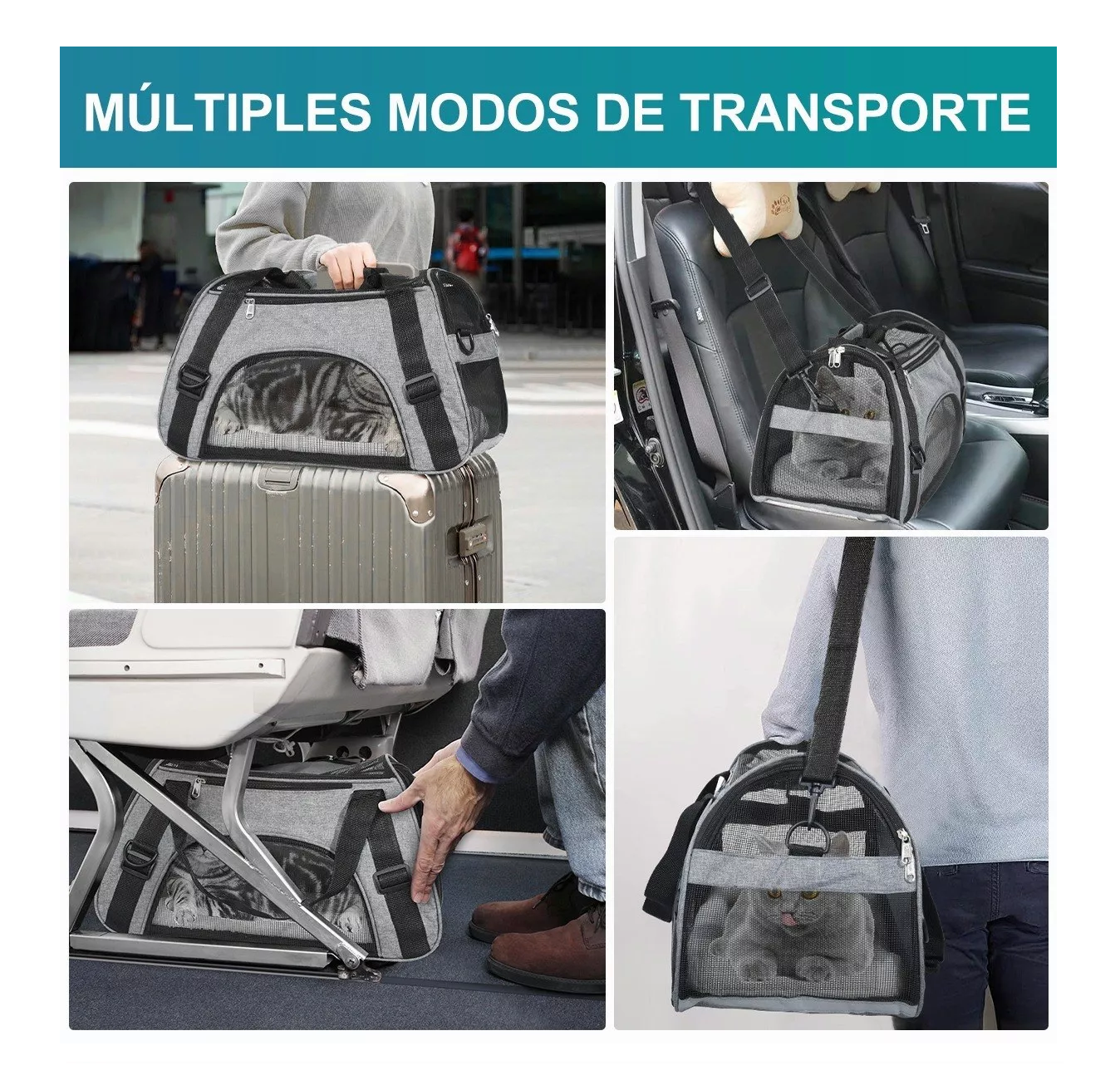 Foto 5 pulgar | Bolsa Transportadora Belug para Mascota color Gris