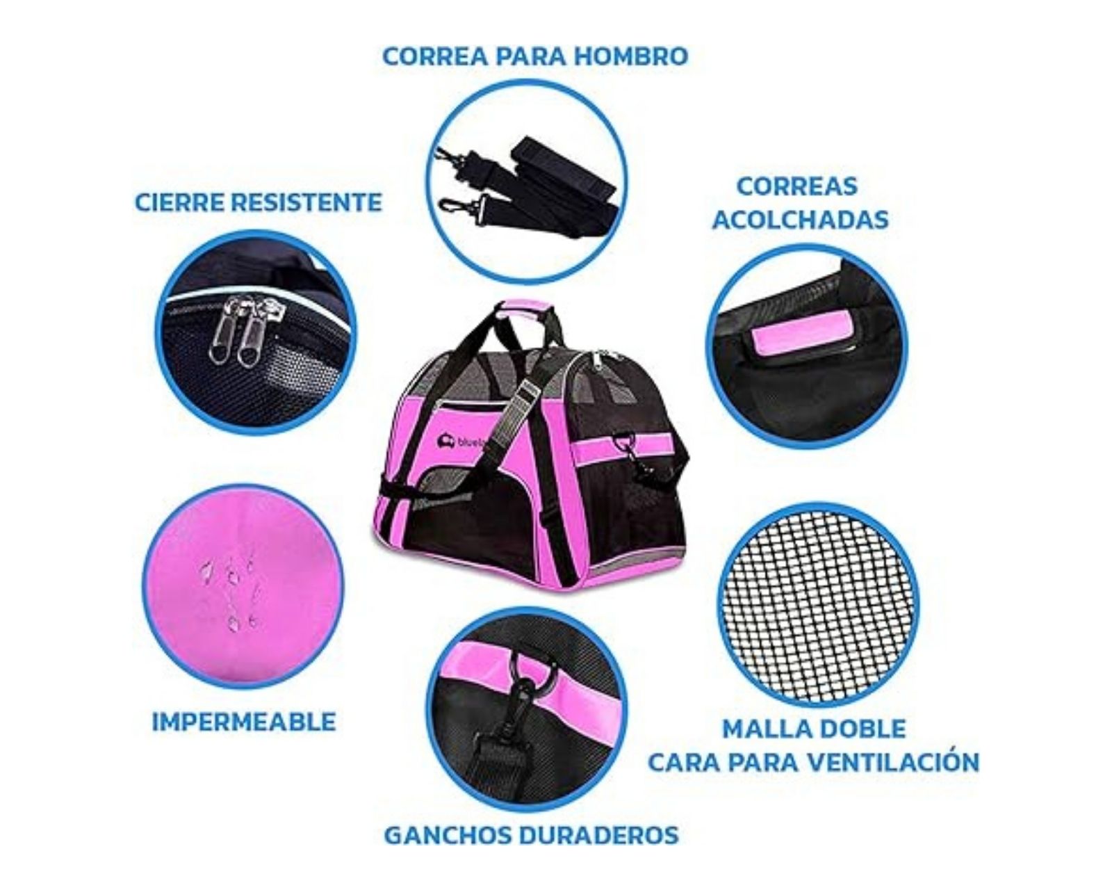 Foto 4 pulgar | Transportadora de Mascotas Bluelander SHDG-1208 Rosa para Razas Pequeñas