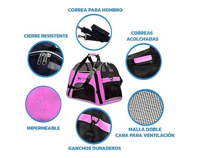 Foto 3 | Transportadora de Mascotas Bluelander SHDG-1208 Rosa para Razas Pequeñas