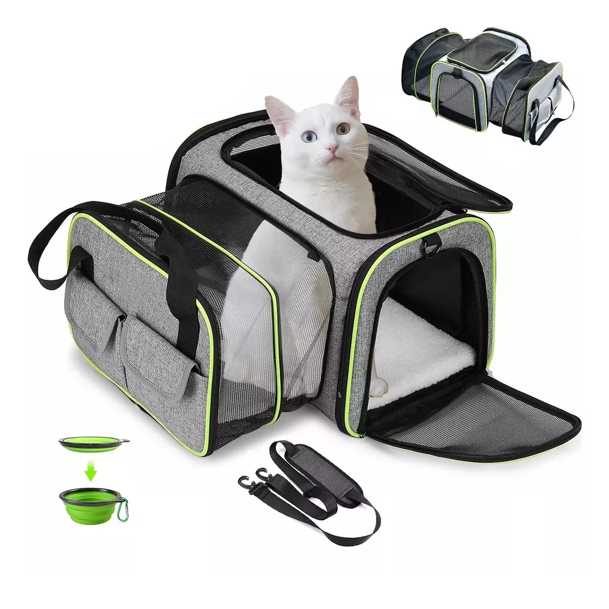 Foto 4 pulgar | Mochila para Transporte de Mascotas Eo Safe Imports ESI-12207 Gris Ampliable