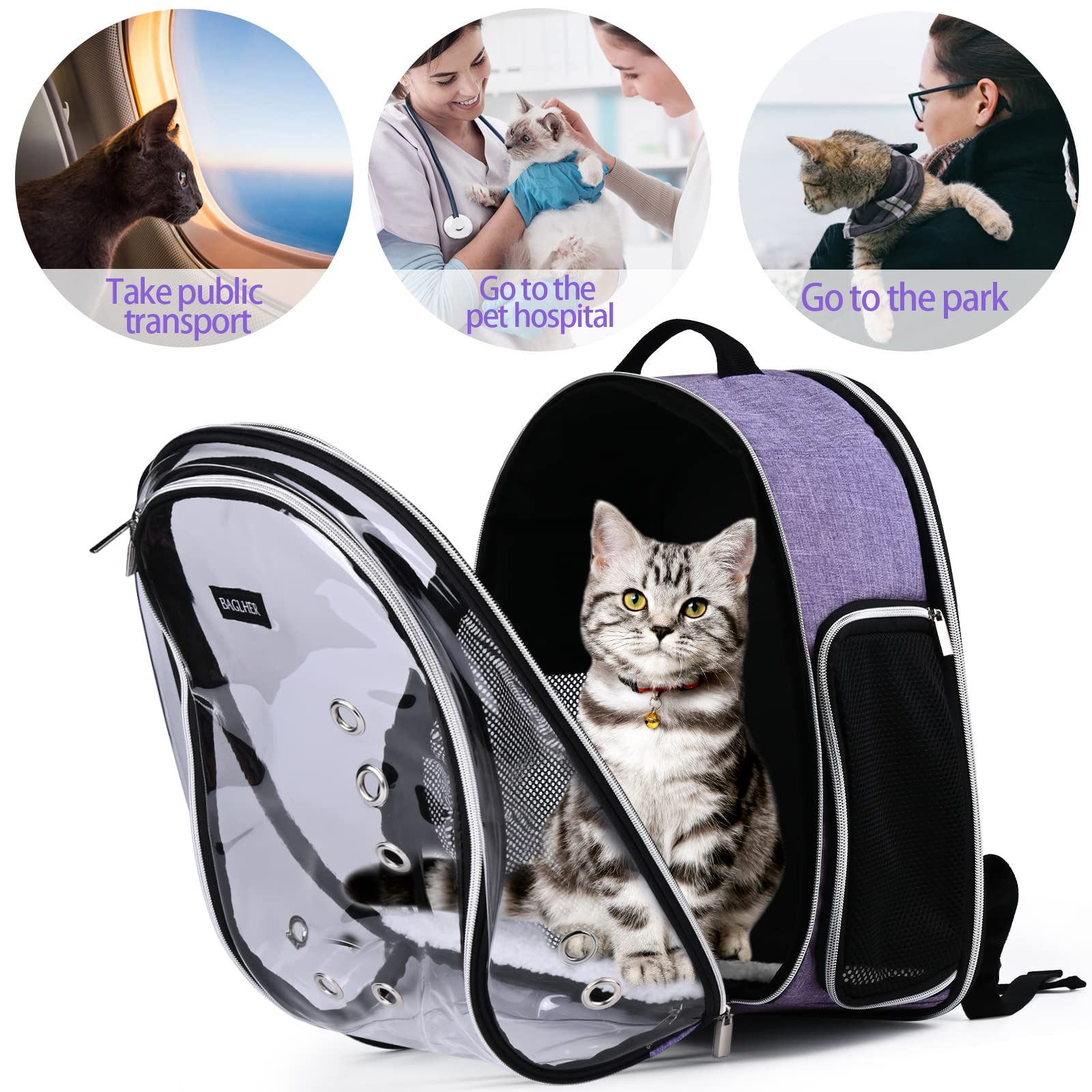 Foto 5 pulgar | Mochila Transportadora Para Gatos Baglher Bubble, Aprobada Por La Aerolínea Dog B - Venta Internacional.